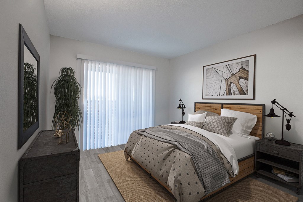 Bedroom at Encanto Lofts Apartments in Albuquerque New Mexico